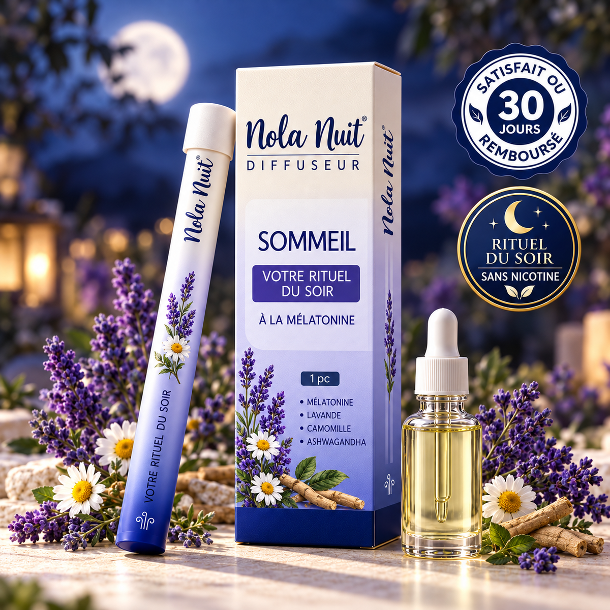 Nola Nuit™ — L’inhalateur du soir à la mélatonine pour vous endormir sans cigarette NolaAir